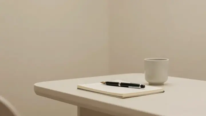 Escritorio de consulta cálido con notas y documentos