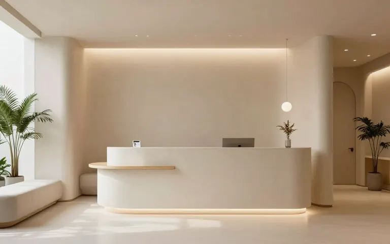 Recepción cálida tipo boutique de una clínica Colombia Life Care